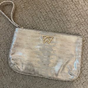 Kelly Wynne Risky Biz Wristlet in gold metallic snakeskin